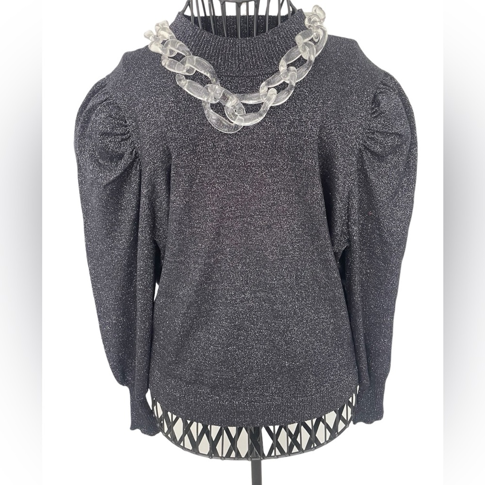 STUDIO 19 sparkle metallic black sweater size XL